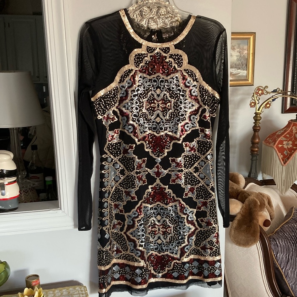 NWT Chelsea & Violet black sequin dress.